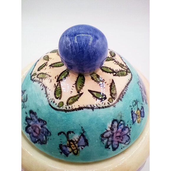 Ceramic Creamer w Lid Sue Zipkin Design Sango Birds & The Bees 3.5 Inch Vibrant - Picture 7 of 15